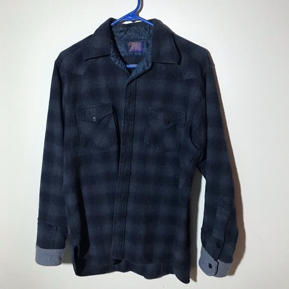Pendleton wool blue plaid flannel button up long sleeve shirt XL lumberjill - Picture 1 of 10